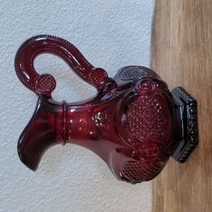 Vintage Avon Cape Cod 1876 Collection Ruby Red Glass Cruet